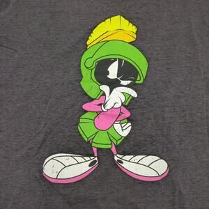 LOONEY TUNES Men's XL Gray T-Shirt Marvin the Martian Graphic Cotton Blend